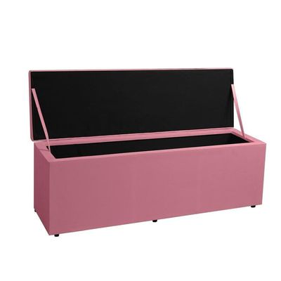 Calçadeira Baú Solteiro 0,90m Roma Suede Rosa Dal Poz Estofados