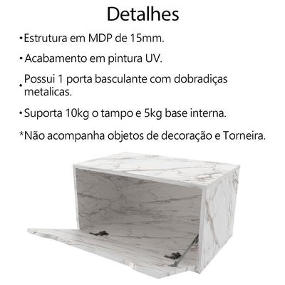 Gabinete Com Cuba Para Banheiro Bn3630x46 Marmore Branco Tecno Mobili Marmore Branco