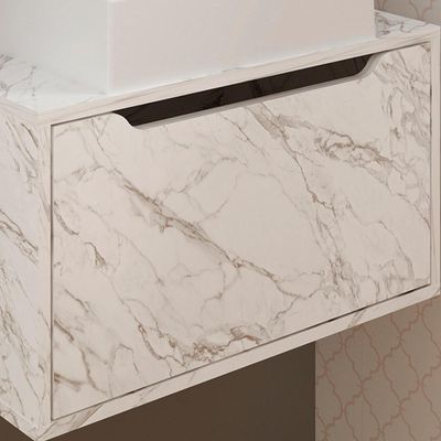 Gabinete Com Cuba Para Banheiro Bn3630x46 Marmore Branco Tecno Mobili Marmore Branco