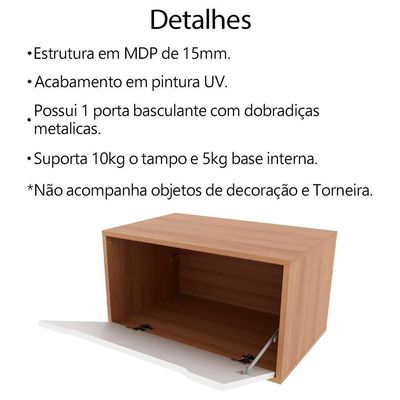 Gabinete Com Cuba Para Banheiro Bn3630x46 Amendoa Branco Tecno Mobili Amendoa Branco