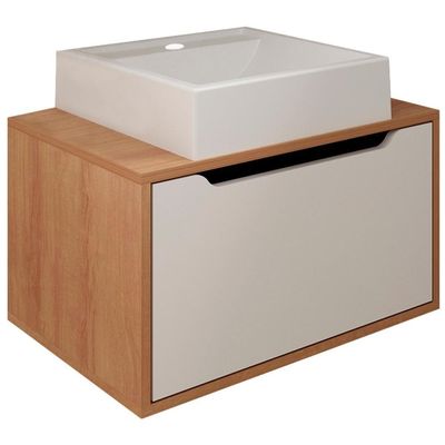Gabinete Com Cuba Para Banheiro Bn3630x46 Amendoa Branco Tecno Mobili Amendoa Branco