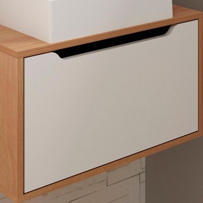Gabinete Com Cuba Para Banheiro Bn3630x46 Amendoa Branco Tecno Mobili Amendoa Branco