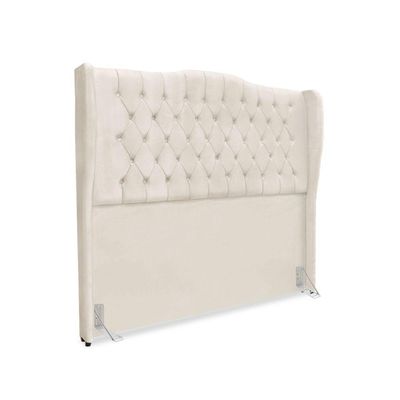 Cabeceira De Cama Box Casal 140 Cm Dubai Premium - Veludo Bege Claro