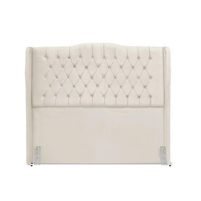 Cabeceira De Cama Box Casal 140 Cm Dubai Premium - Veludo Bege Claro