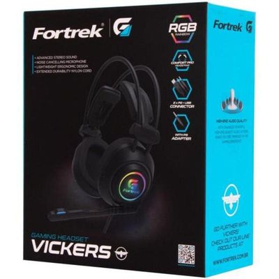 Headset Gamer Fortrek Vickers P2 + Usb Rgb Preto