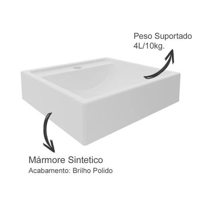 Gabinete 1 Porta Com Cuba Para Banheiro Bn3600x44 Amendoa Branco Tecno Mobili Amendoa Branco