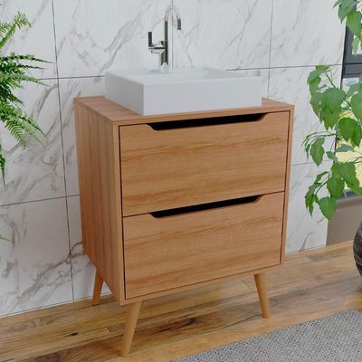 Gabinete 2 Gavetas Com Cuba Para Banheiro Bn3600x39 Amendoa Tecno Mobili Amendoa