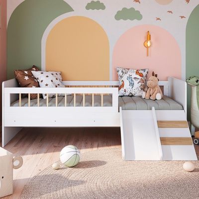 Cama Montessoriana Escada E Escorrega Aft010 Branco Comm Branco