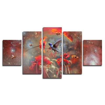 Kit 5 Placa Quadro Decorativo 3d Borda Infinita Beija Flor