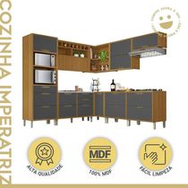 Cozinha 9 Peças ângulo Torre Quente 100% Mdf Imperatriz Nesher Freijó-grafite