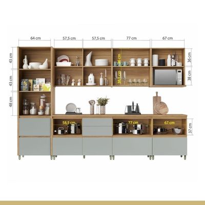 Cozinha 10 Peças 100% Mdf Rainha Gourmet Nature-verde