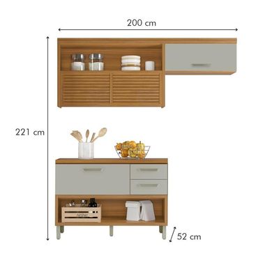 Cozinha 2 Peças 100% Mdf Princesa Nesher Freijó-off White
