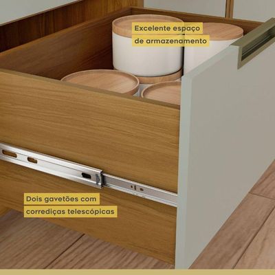 Cozinha Compacta 6 Portas 2 Gavetas Loft Imperatriz Nesher Móveis Amadeirado Freijó-off White