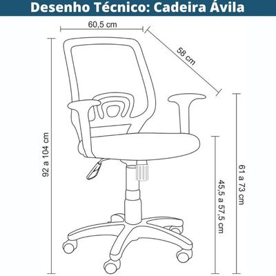 Cadeira Giratória ávila Rivatti Tela Mesh Estrutura Polipropileno Base Rodízio Nylon