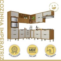 Cozinha 9 Peças ângulo Torre Quente 100% Mdf Imperatriz Nesher Freijó-off White