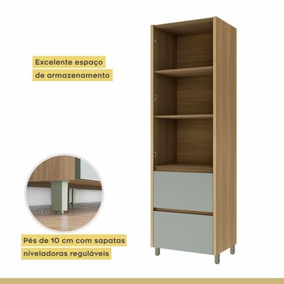 Paneleiro 2 Portas 2 Gavetas 70cm 100% Mdf Rainha Nature-verde
