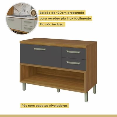 Cozinha 2 Peças 100% Mdf Princesa Nesher Freijó-grafite
