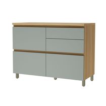 Balcão 1 Porta Basculante 4 Gavetas 120cm 100% Mdf Rainha Nature-verde