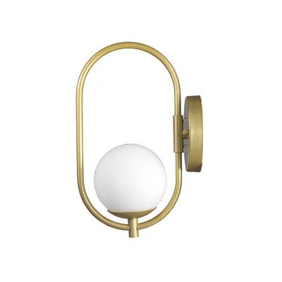 Arandela Online Dourado Globo De Vidro Branco + Led 5w