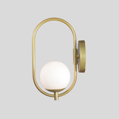 Arandela Online Dourado Globo De Vidro Branco + Led 5w
