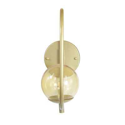 Arandela Online Dourado Globo De Vidro Ambar + Led 5w