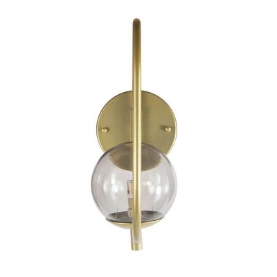 Arandela Online Dourado Globo De Vidro Fume + Led 5w