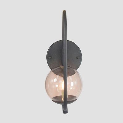 Arandela Online Preta Globo De Vidro Fume + Led 5w