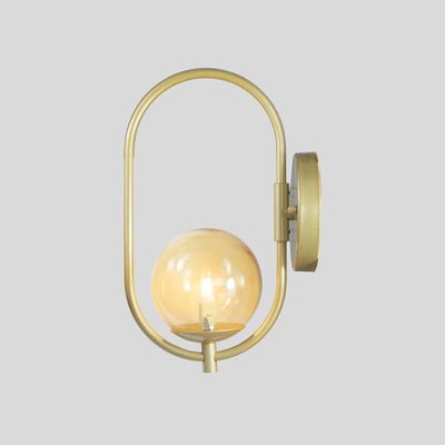 Arandela Online Dourado Globo De Vidro Ambar + Led 5w