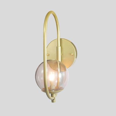 Arandela Online Dourado Globo De Vidro Fume + Led 5w
