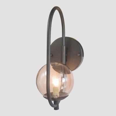 Arandela Online Preta Globo De Vidro Fume + Led 5w