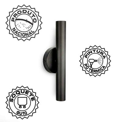 Arandela De Parede Foco Duplo Slim Palito - Preto