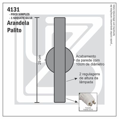Arandela De Parede Foco Simples Slim Palito - Branco