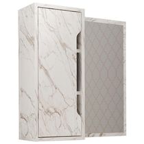 Espelheira Para Banheiro 60 Cm 1 Porta Bn3648 Marmore Branco Tecno Mobili Marmore Branco