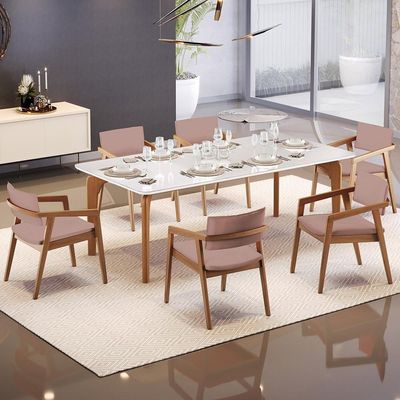 Kit 02 Cadeiras Para Sala De Jantar Estar Living Giorgia B04 Linho Rosê - Lyam Decor