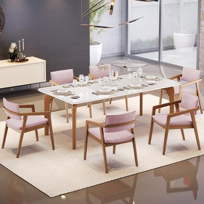 Kit 02 Cadeiras Para Sala De Jantar Estar Living Giorgia B04 Bouclê Rosê - Lyam Decor