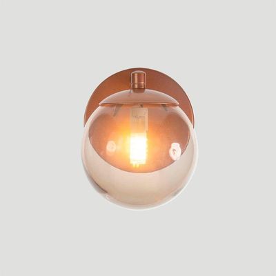 Arandela Figo Bronze Com Globo De Vidro Fumê