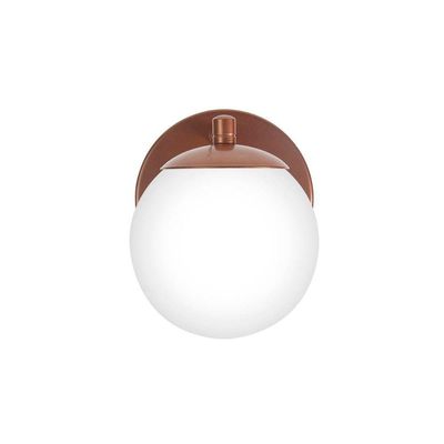 Arandela Figo Bronze Com Globo De Vidro Branco