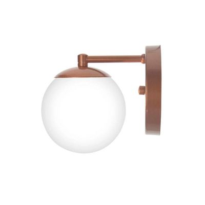 Arandela Figo Bronze Com Globo De Vidro Branco
