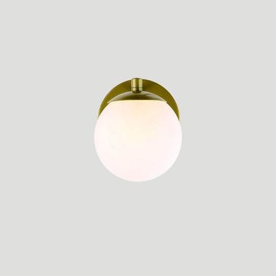 Arandela Figo Ouro Com Globo De Vidro Branco