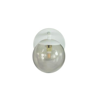 Arandela Figo Branco Globo Esfera De Vidro Fumê