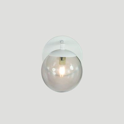 Arandela Figo Branco Globo Esfera De Vidro Fumê