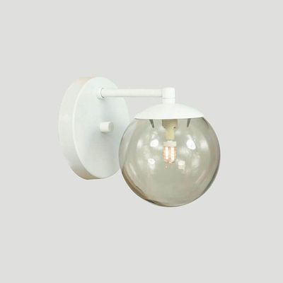 Arandela Figo Branco Globo Esfera De Vidro Fumê