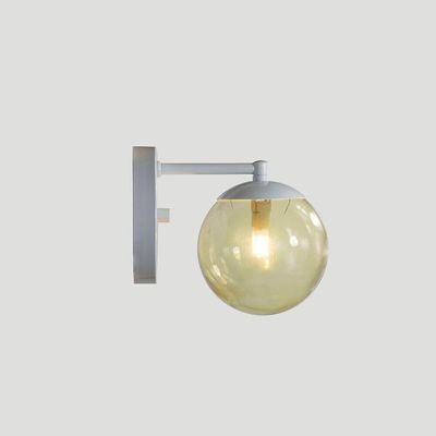 Arandela Figo Branco Globo Esfera De Vidro âmbar