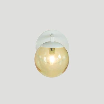 Arandela Figo Branco Globo Esfera De Vidro âmbar