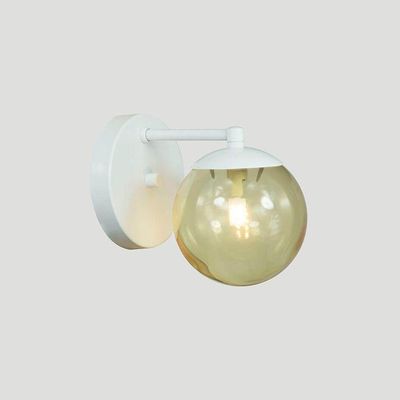 Arandela Figo Branco Globo Esfera De Vidro âmbar