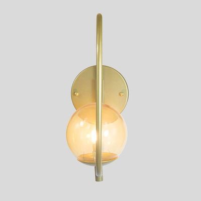 Arandela Parede Online Dourado Globo De Vidro Ambar