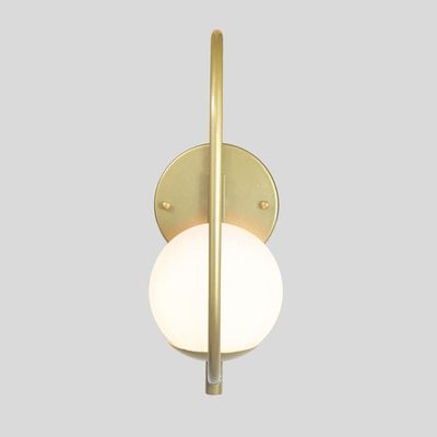 Arandela Parede Online Dourado Globo De Vidro Branco