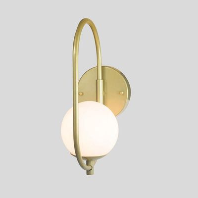 Arandela Parede Online Dourado Globo De Vidro Branco