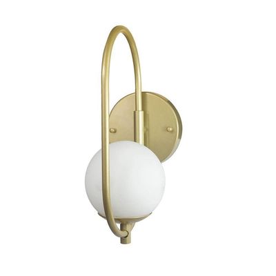 Arandela Parede Online Dourado Globo De Vidro Branco