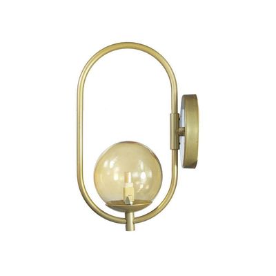 Arandela Parede Online Dourado Globo De Vidro Ambar